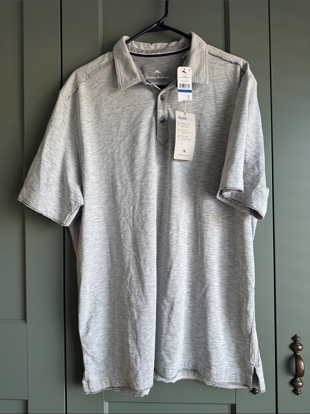 Tommy Bahama Men’s Heathered Light Gray Polo - NWT - Size XLarge